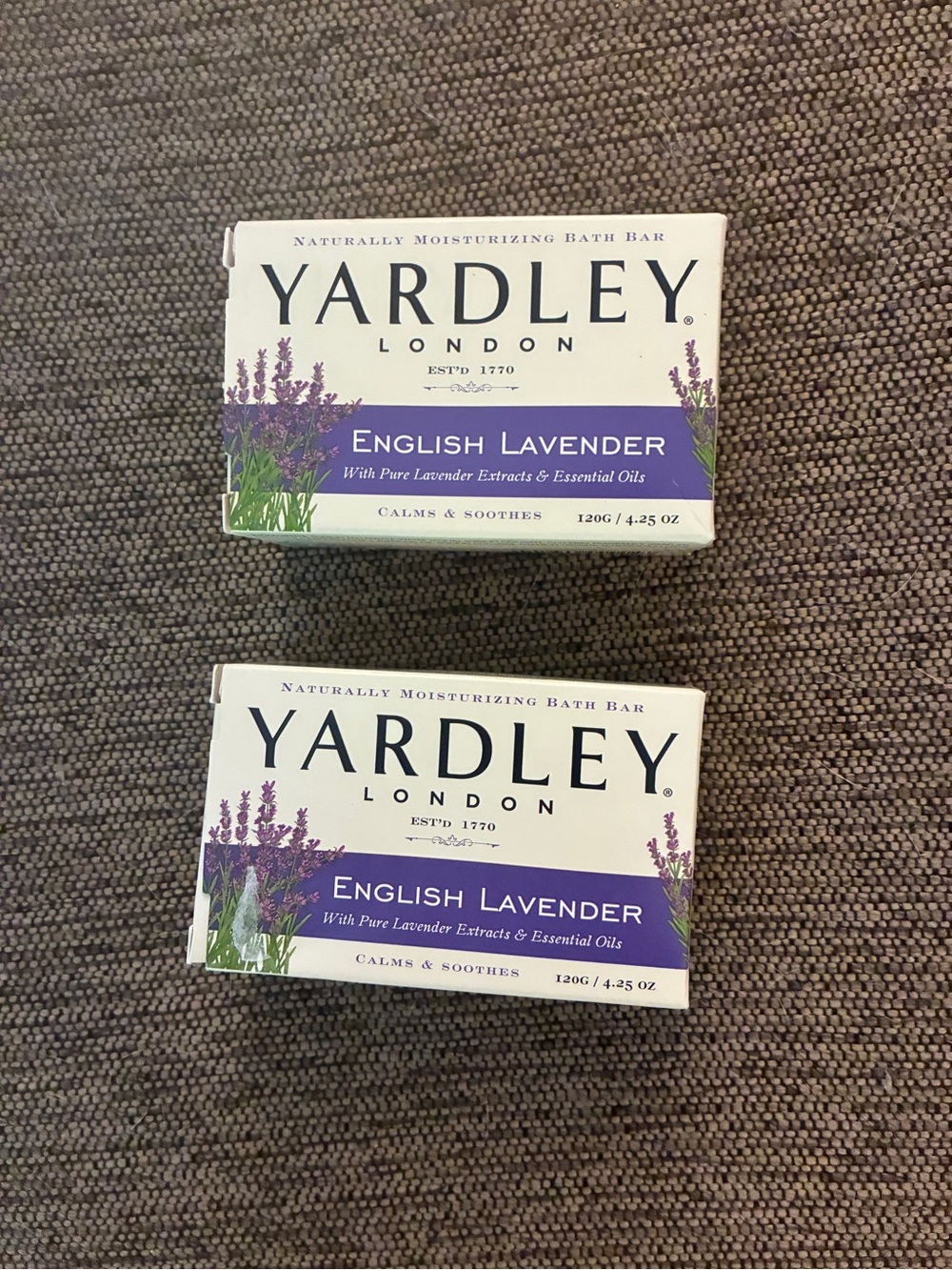 Yardley London English Lavender New in Box 2 Cream Bar Soaps with Essential Oils